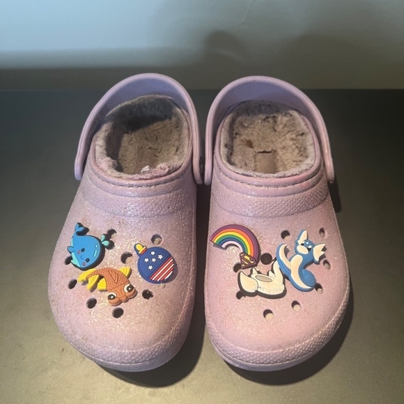 Crocs glitter faux fur toddler size 11 - Picture 2 of 5